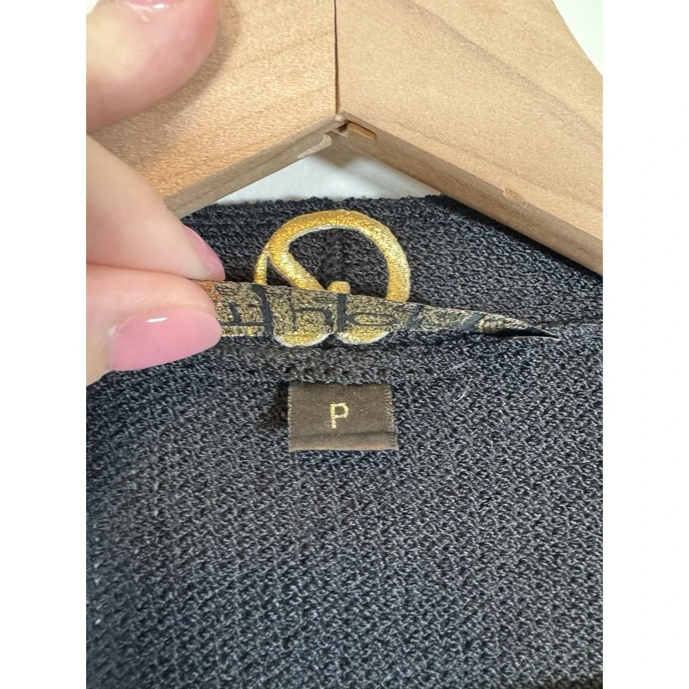 St. John Basics Black Women's Open Front Knit Cardigan / Gold Tone Hardware Sz P